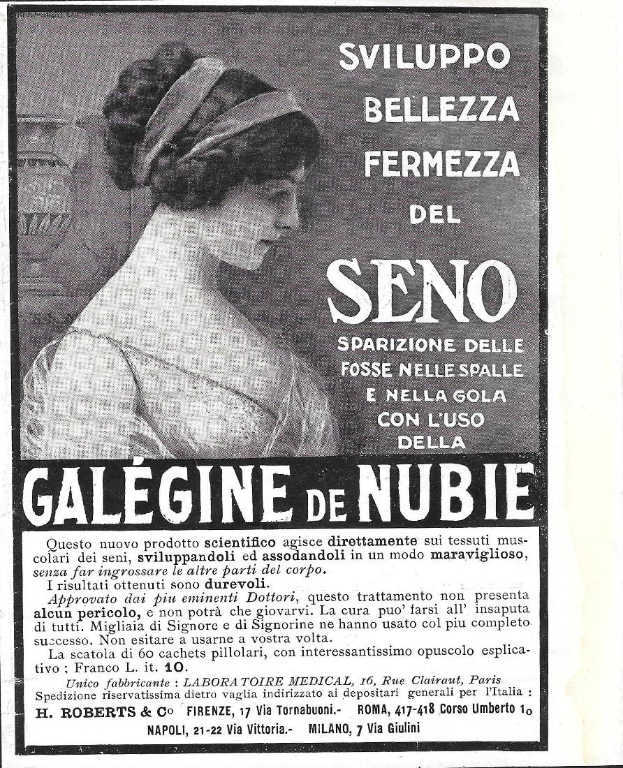 Galégine de Nubie. Sviluppo del seno. Advertising 1912
