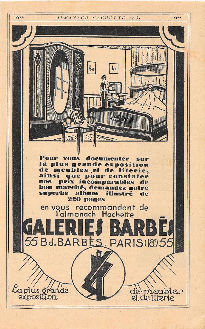 Galleries Barbes. Paris. Pubblicita 1930