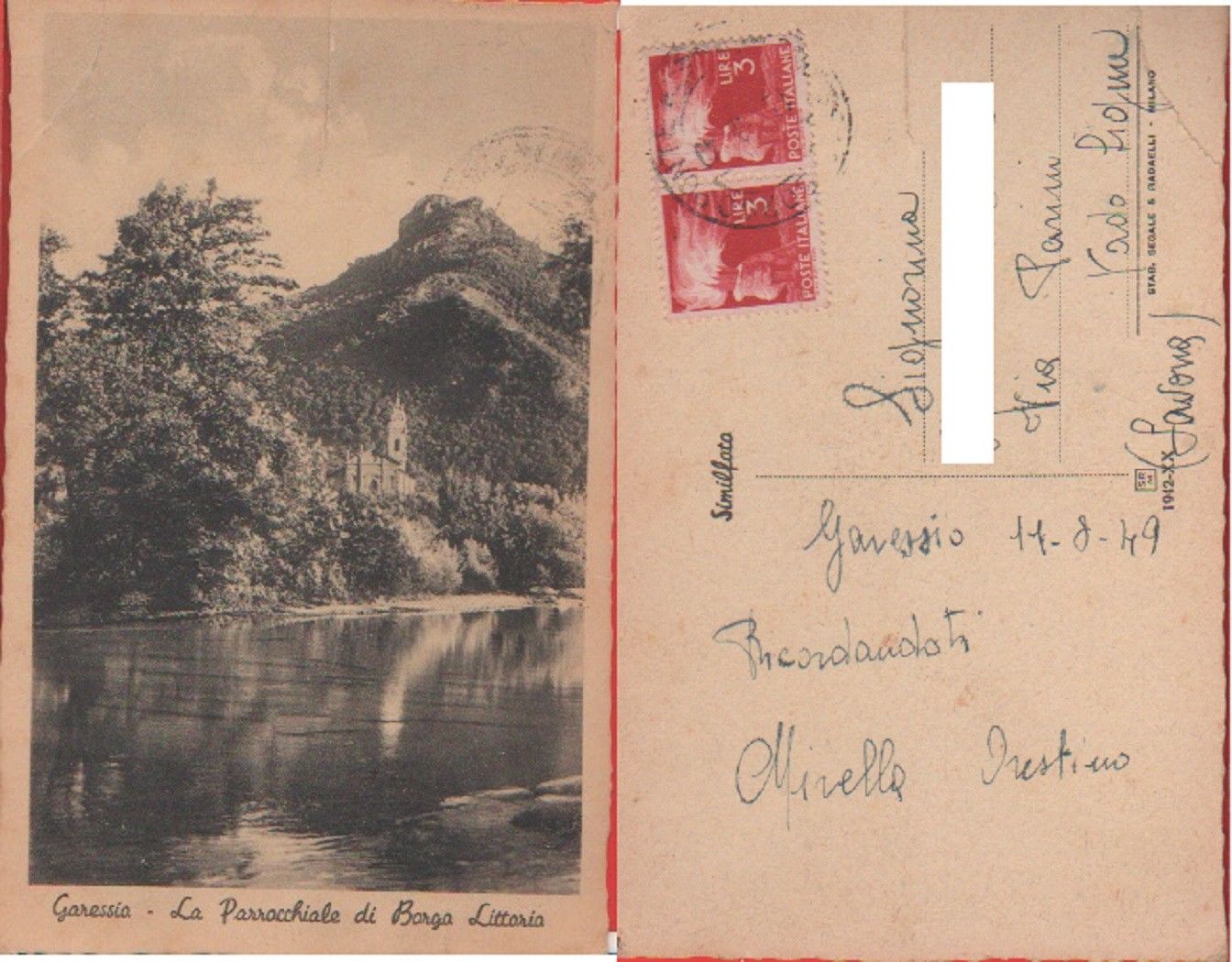 Garessio (CN). La Parrocchiale di Borgo Littorio. Viaggiata 1949