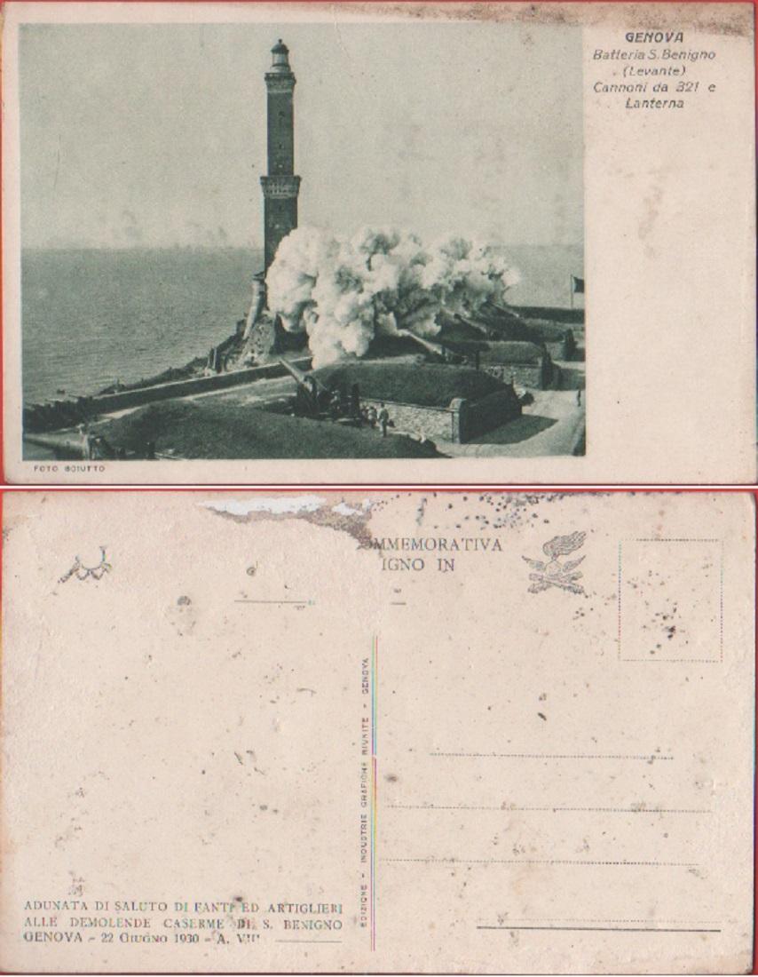 Genova. Batteria S. Benigno. Cannoni da 321 e Lanterna. Originale …