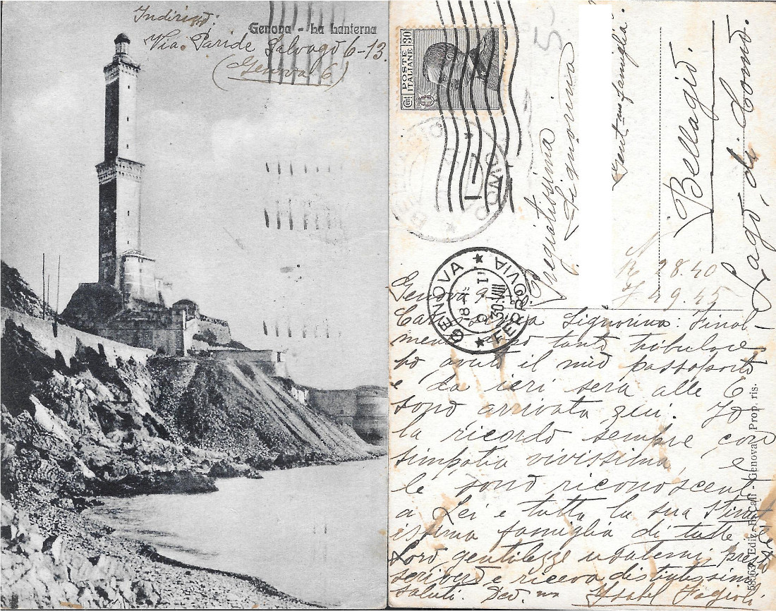 Genova. La Lanterna. Viaggiata 1930