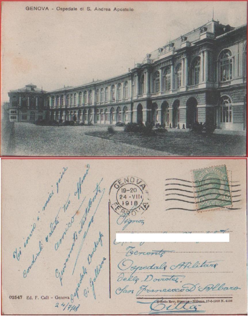 Genova. Ospedale di S. Andrea Apostolo. Viaggiata 1918