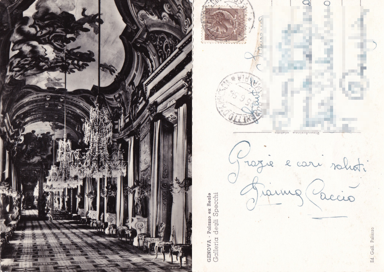 Genova. Palazzo ex Reale. Galleria degli Specchi. Viaggiata 1956