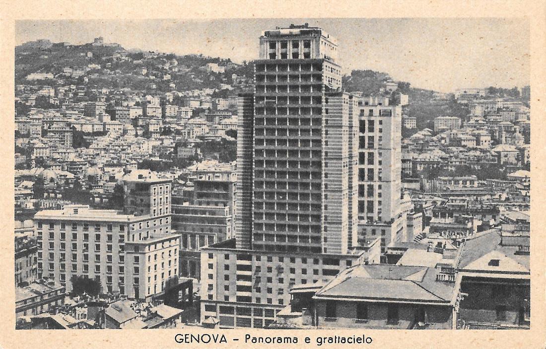 Genova. Panorama e grattacielo. Non viaggiata, originale