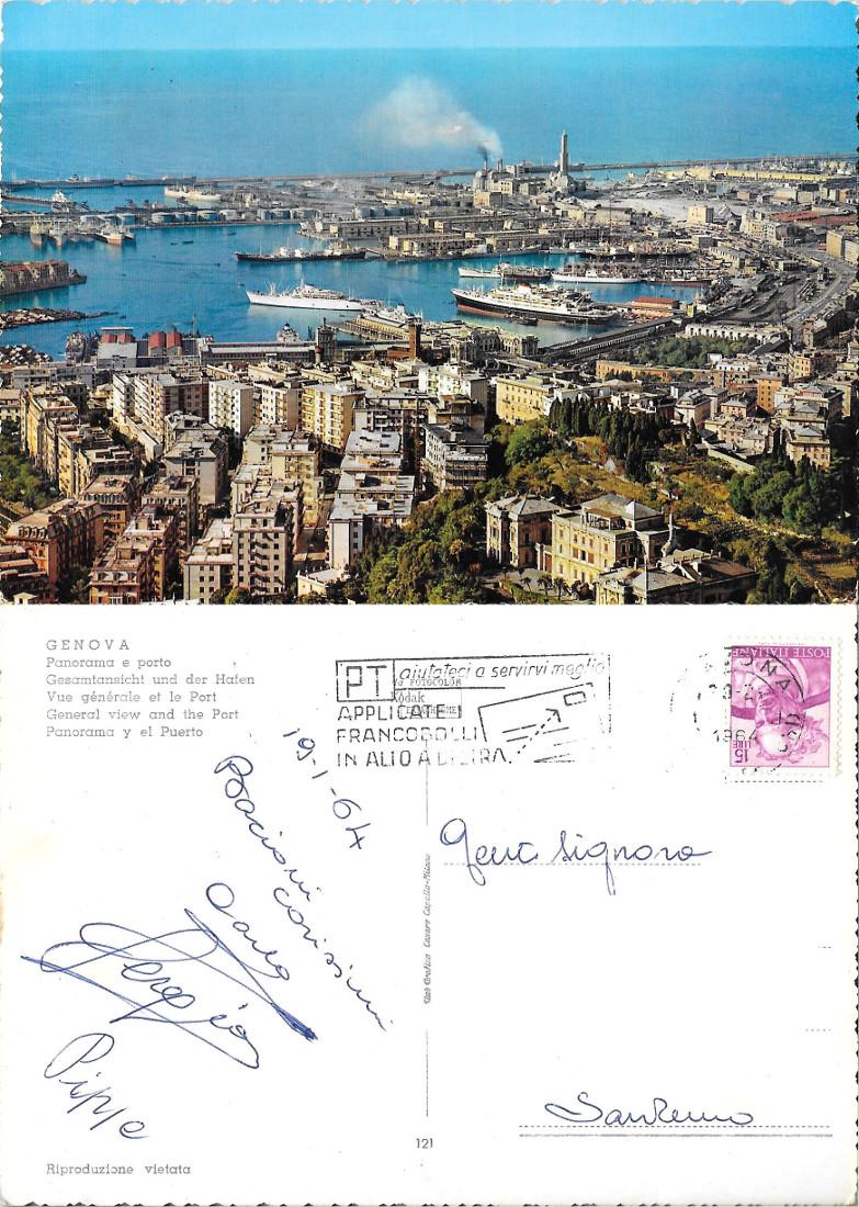 Genova. Panorama e Porto. Viaggiata 1964