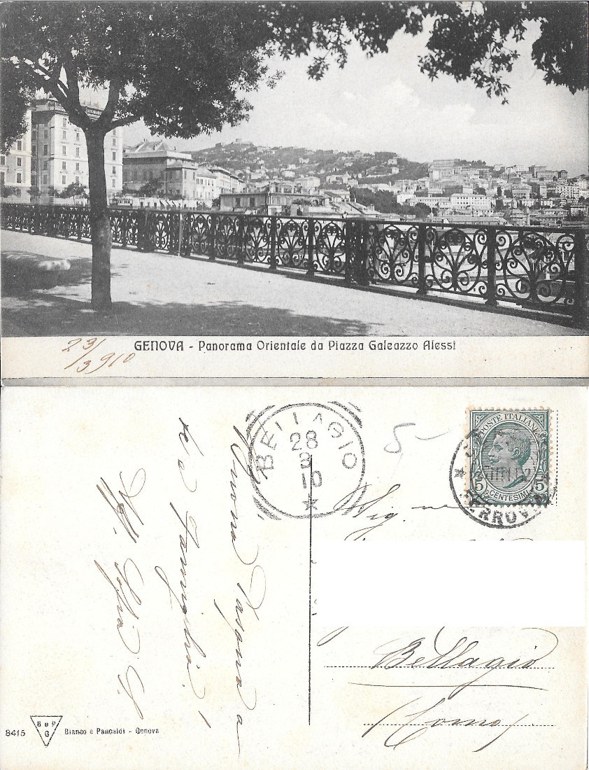 Genova. Panorama Orientale da Piazza Galeazzo Alessi Viaggiata. 1910