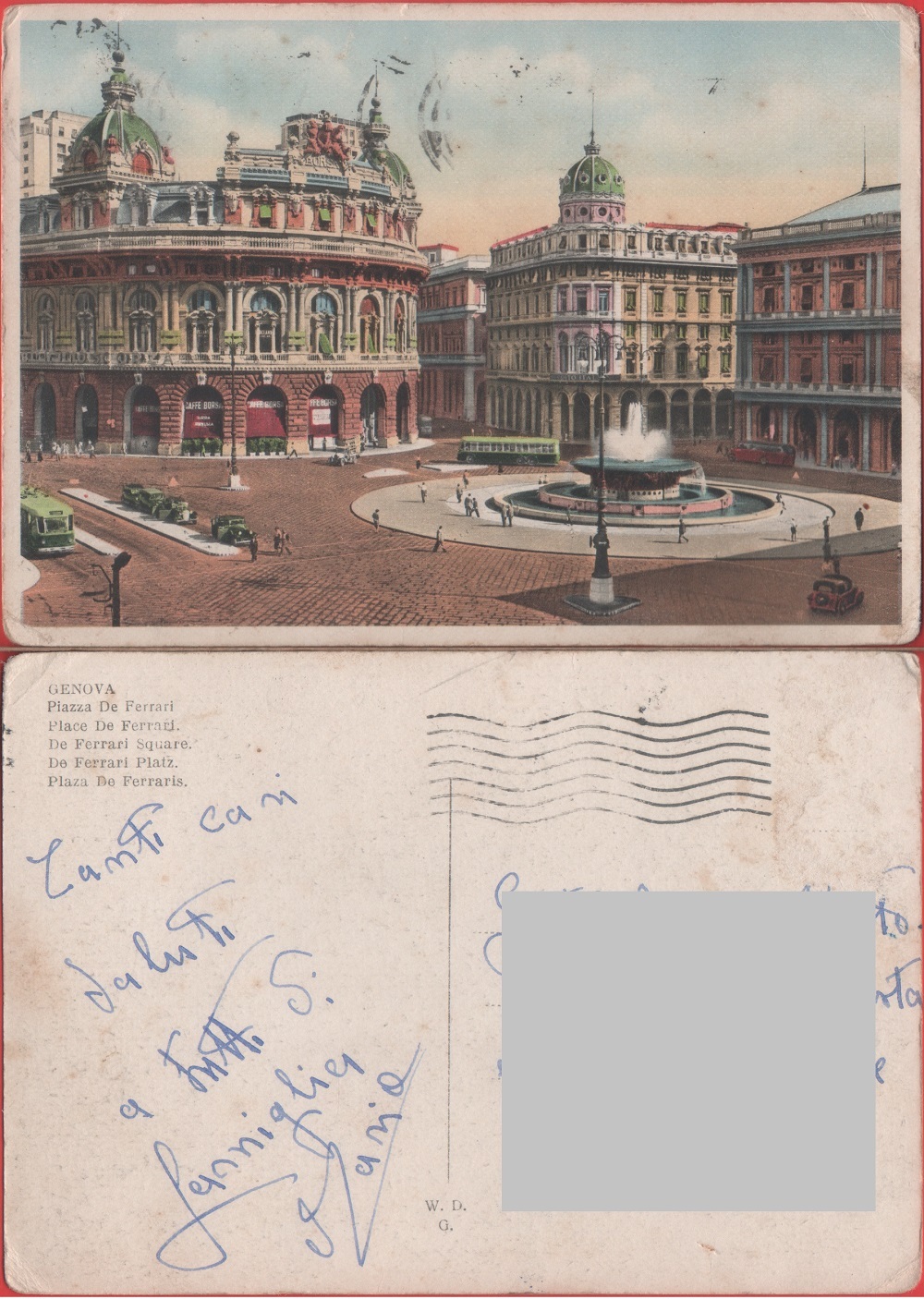 Genova. Piazza De Ferrari. Viaggiata , colorata