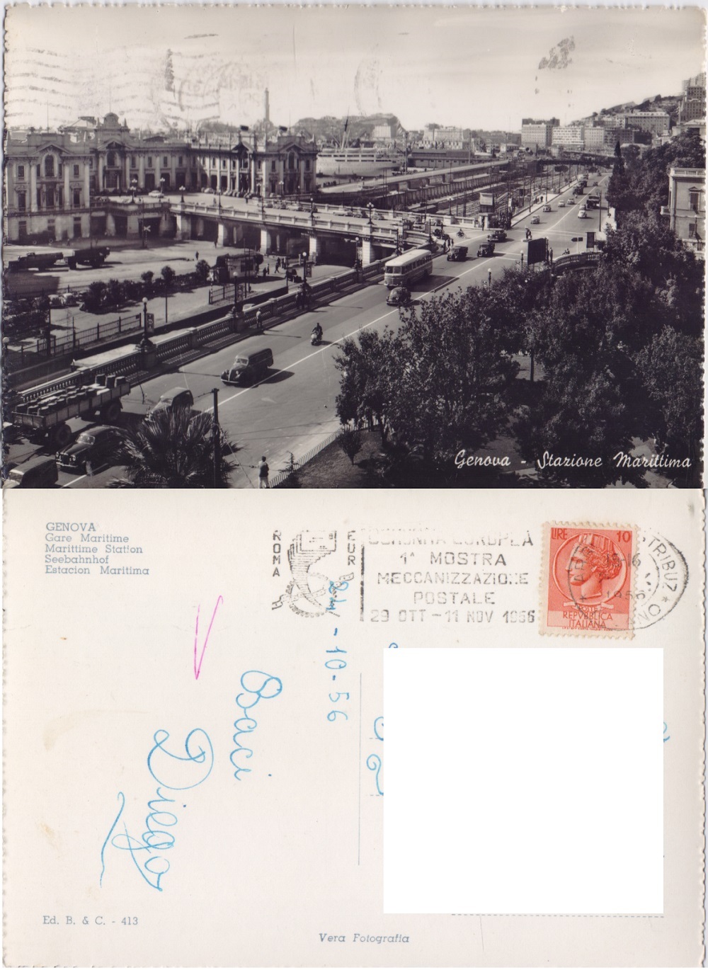Genova. Stazione Marittima. Viaggiata 1956