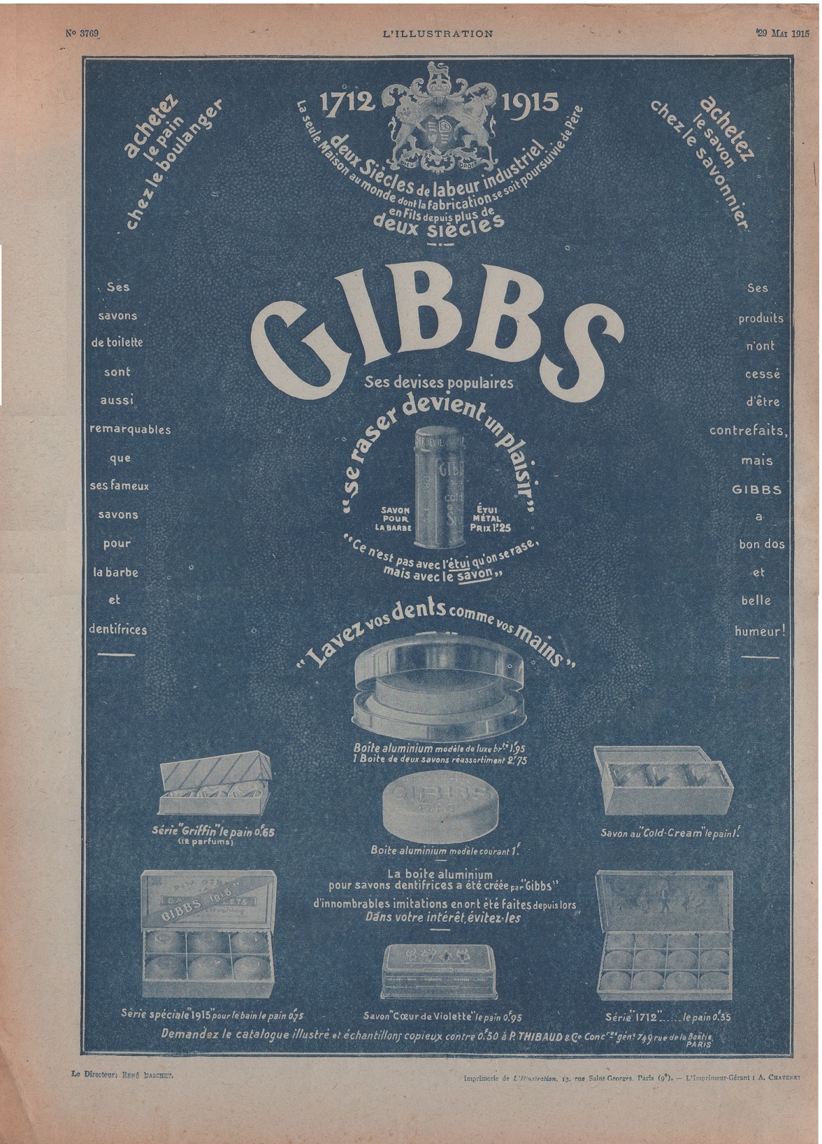 Gibbs savon. Advertising 1915
