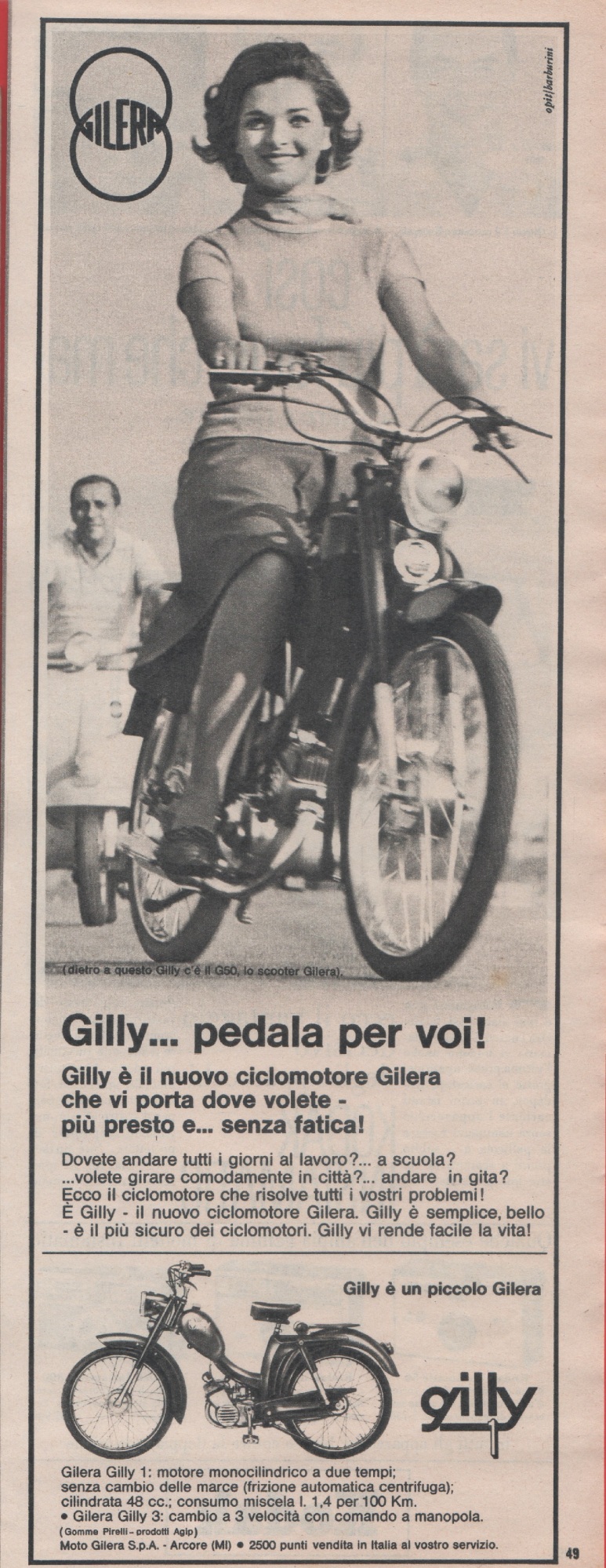 Gilly.. pedala per voi. Gilera. Advertising 1964