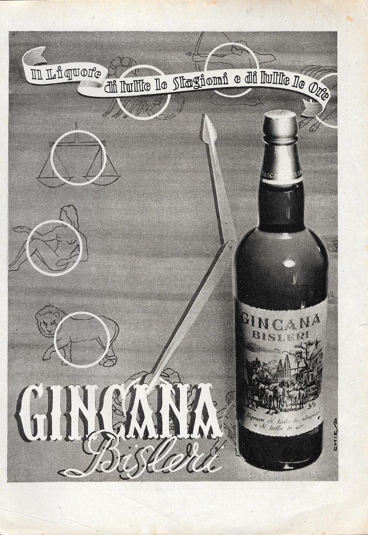 Gincana Bisleri/Lenti Salmoiraghi. Advertising 1942 fronte retro