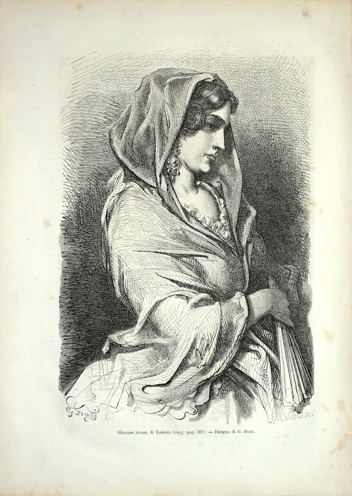 Giovane donna di Valenza (Spagna). Stampa 1864