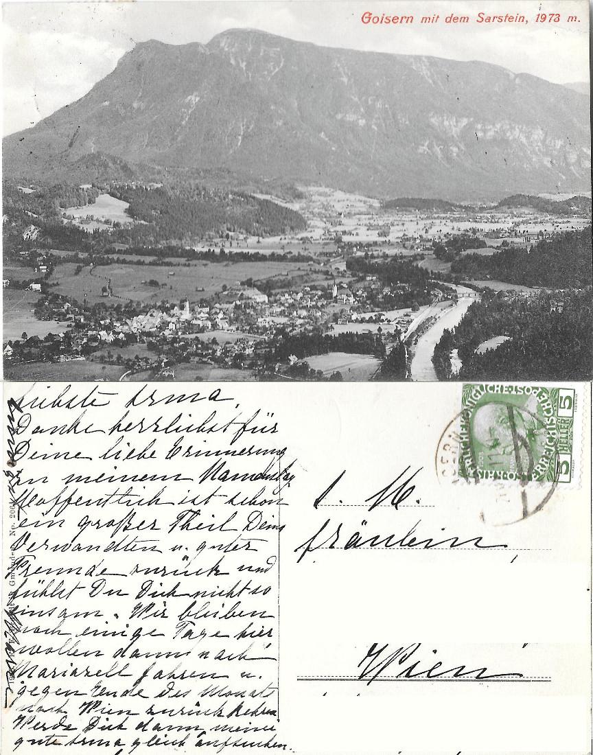 Goisern mit dem Sarstein. Viaggiata 1911