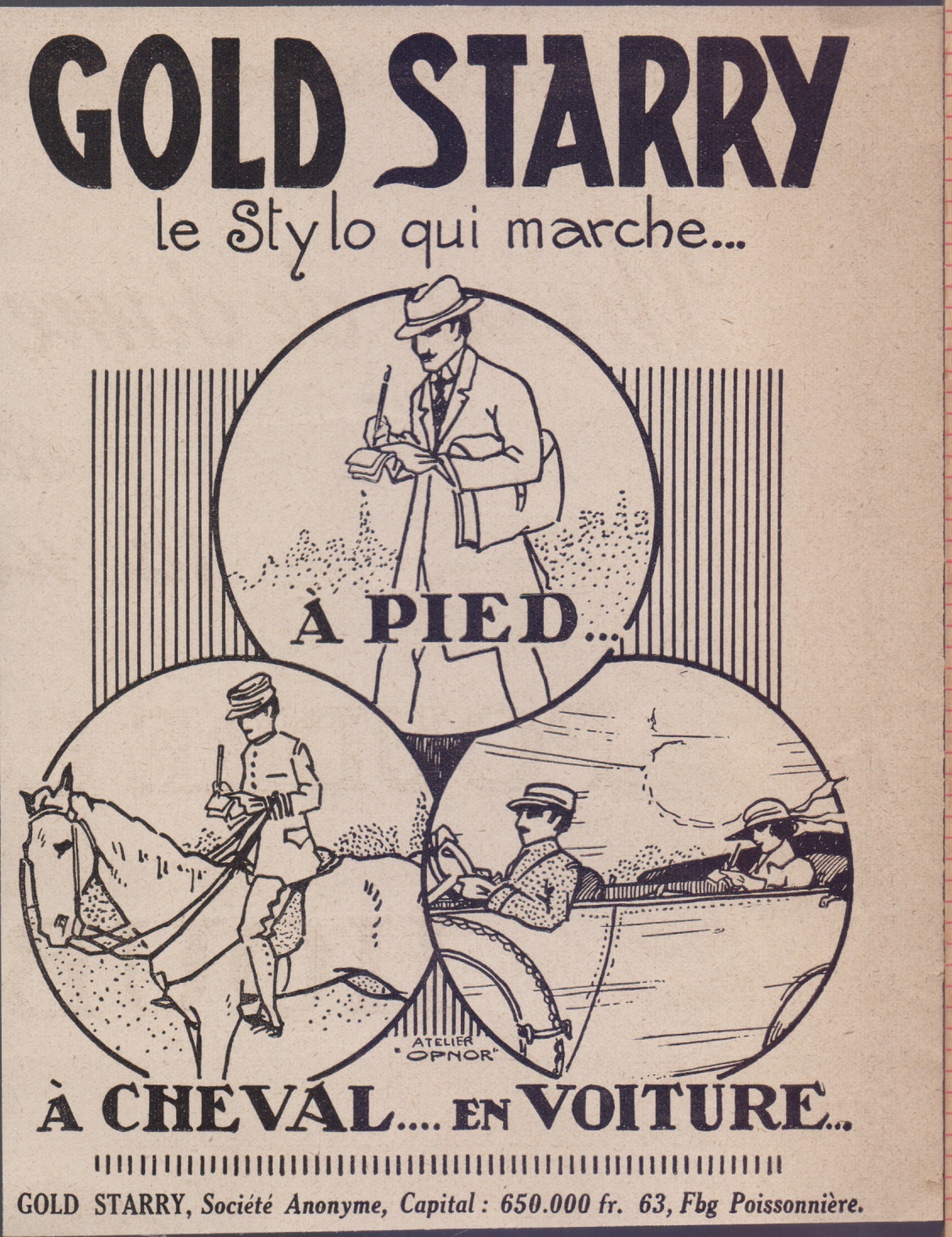 Gold Starry, le stylo qui marche..... Advertising 1923