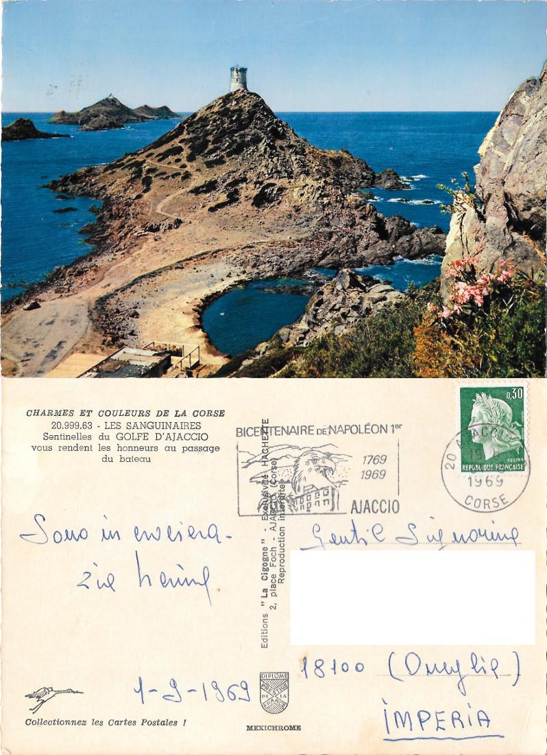 Golfo di Ajaccio. Les Sanguineires. Viaggiata 1969