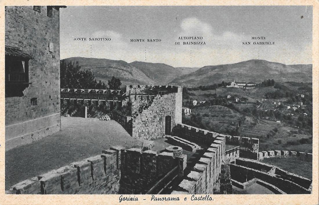 Gorizia. Panorama e castello, sullo sfondo Sabotino, m. Santo ecc. …