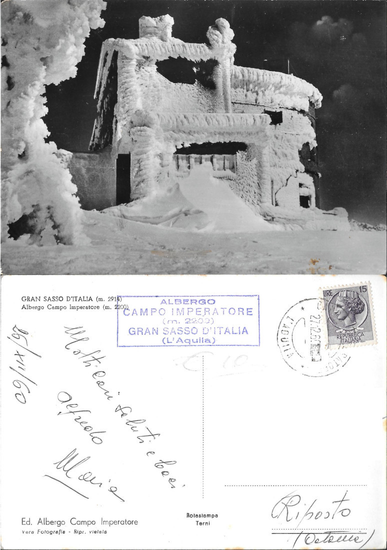 Gran Sasso d'Italia, Albergo Campo Imperatore. Viaggiata 1960