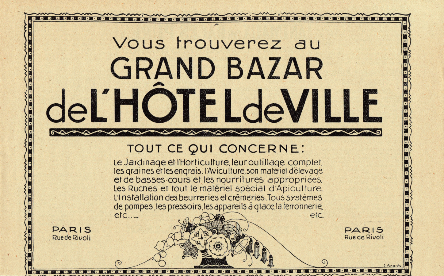 Grand Bazar de l'Hotel de Ville, Paris. Advertising 1926