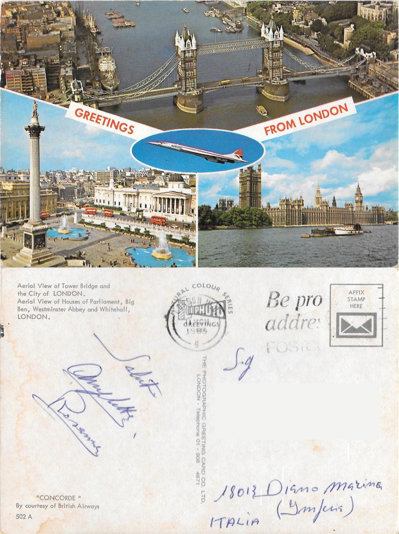 Greetings from London. Viaggiata 1965