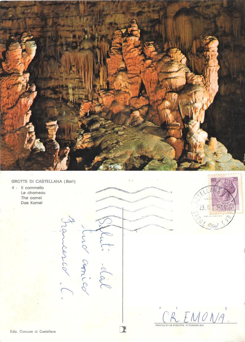 Grotte di Castellana (BA). Il cammello . Viaggiata 1973