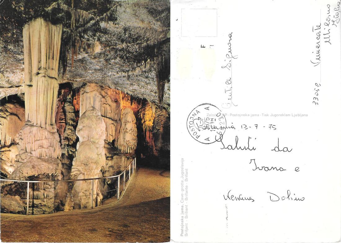 Grotte di Postumia (SLO). Brillante. Viaggiata 1975