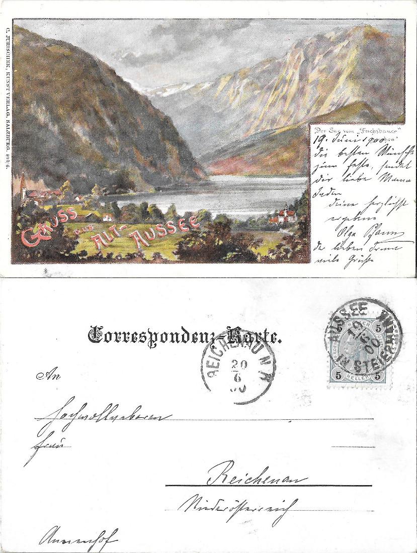 Gruss aus Alt Aussee. Viaggiata 1900