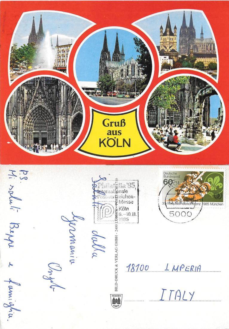 Gruss aus Koln. Viaggiata 1985