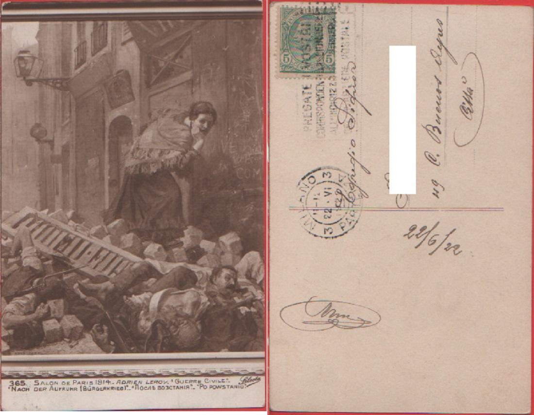 Guerre civile (Adrien Leroy). Salon de Paris 1914. Viaggiata 1922