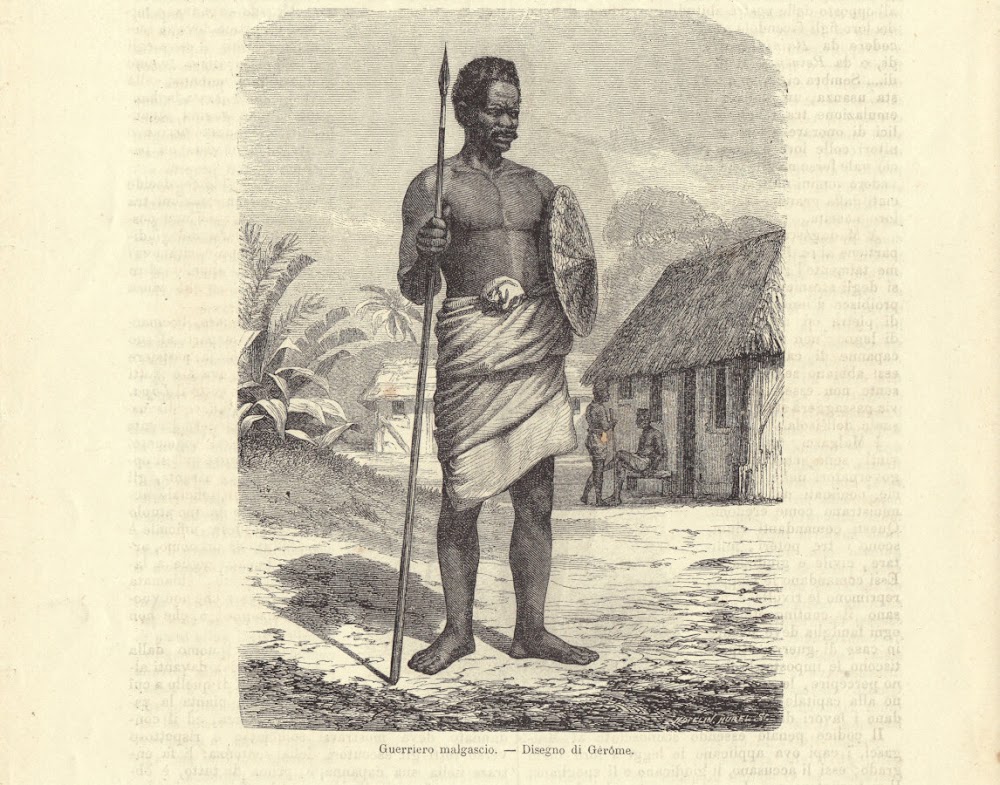 Guerriero malgascio. Illustrazione 1864