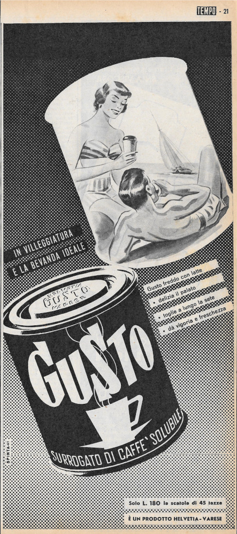 Gusto surrogato di caffé solubile - Advertising 1956