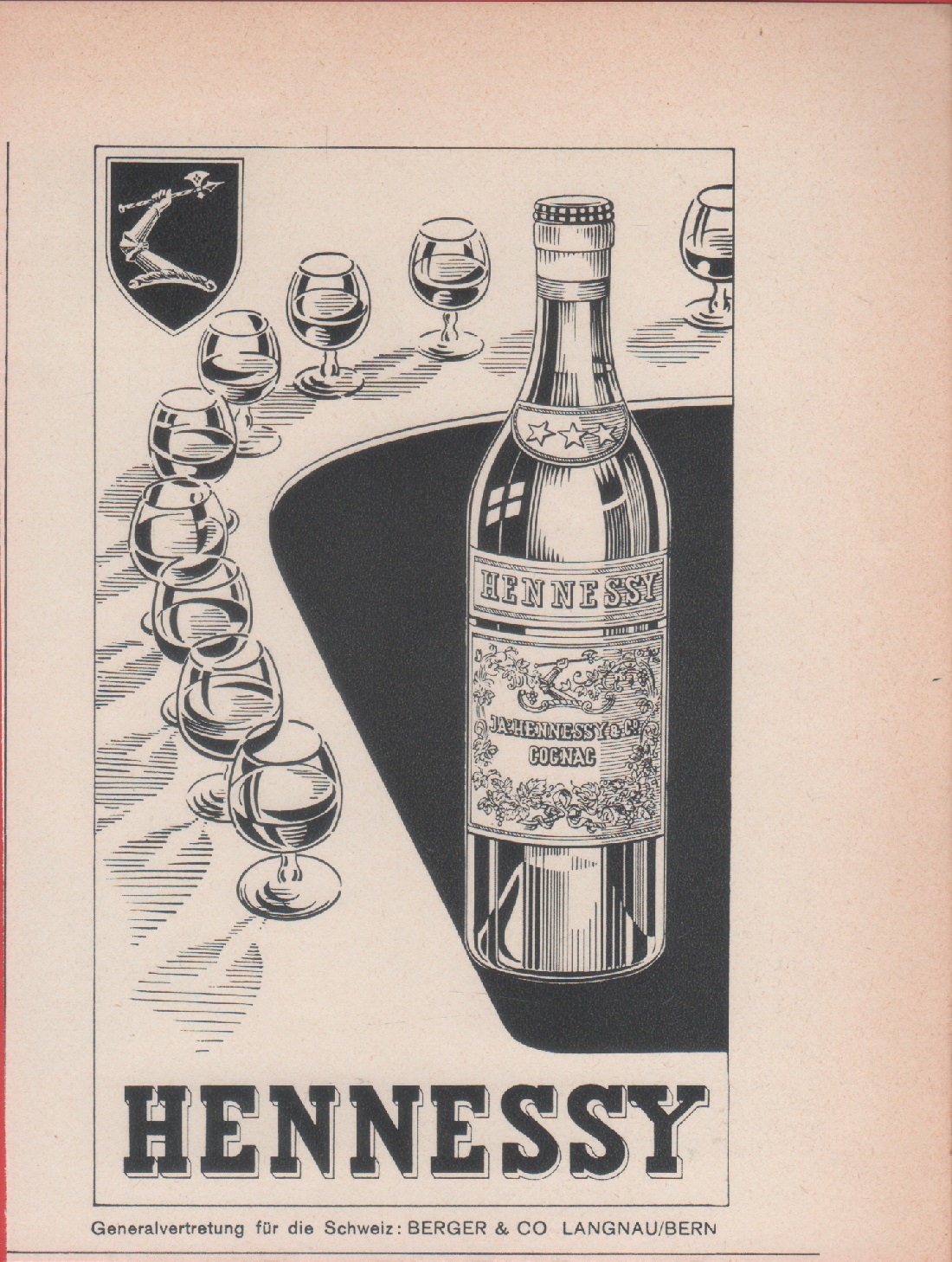 Hennessy cognac. Advertising 1959