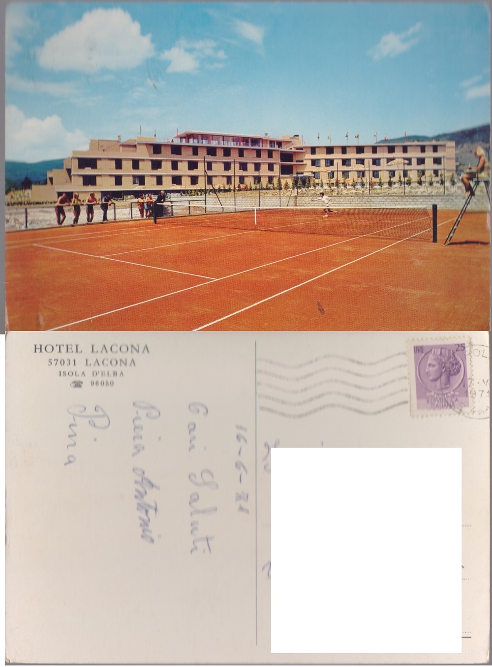 Hotel Lacona. Lacona. Isola d'Elba. Viaggiata 1971