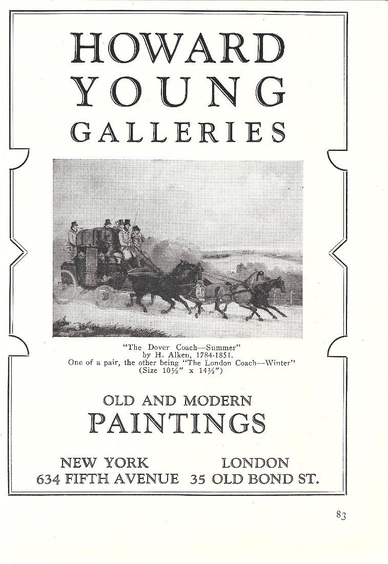 Howard Young Galleries, New York. Old and moderns paintigs. Pubblicita …