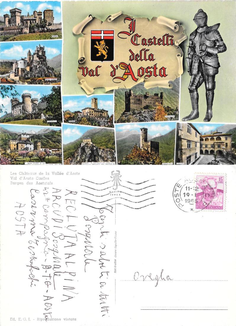 I castelli della val d'Aosta. Viaggiata 1965