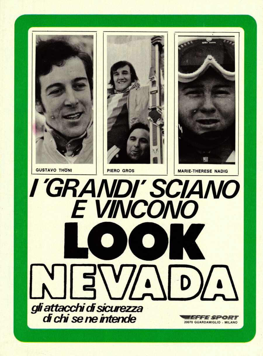 I grandi sciano e vincono Look Nevada (Thoni, Gros, Nadig). …
