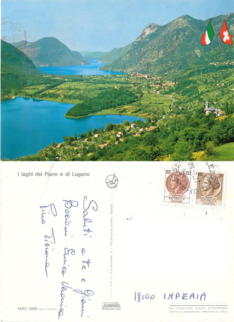 I laghi del Piano e di Lugano. Viaggiata 1977