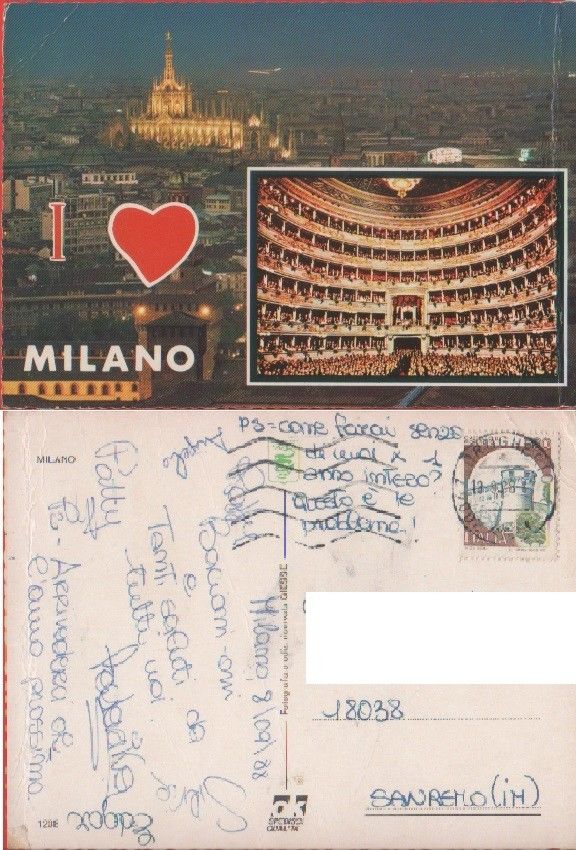 I love Milano. Viaggiata 1988
