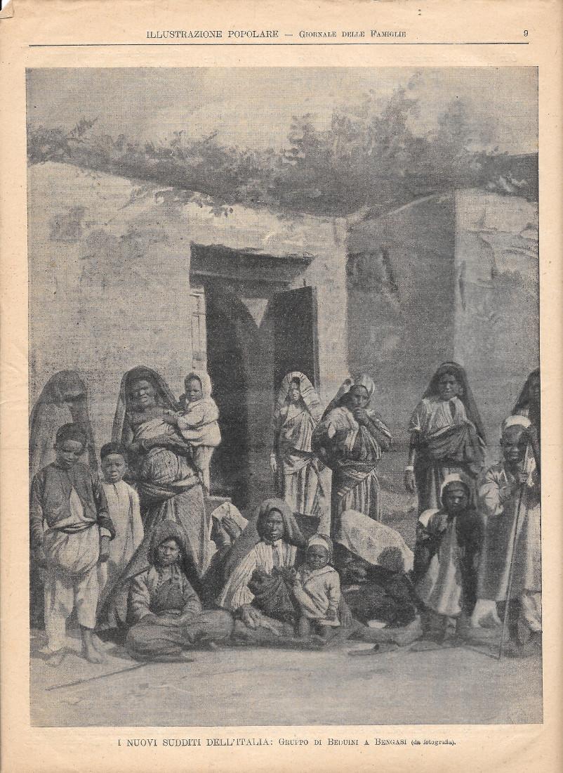I nuovi sudditi dell'Italia: gruppo di beduini a Bengasi. Stampa …