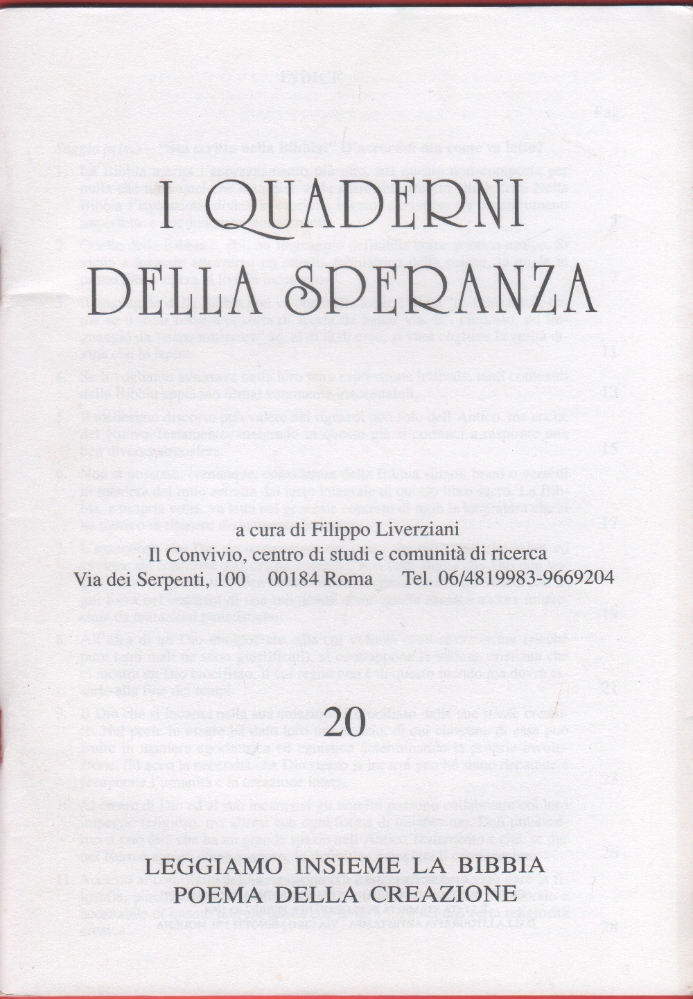 I quaderni della speranza. n. 20, 1998