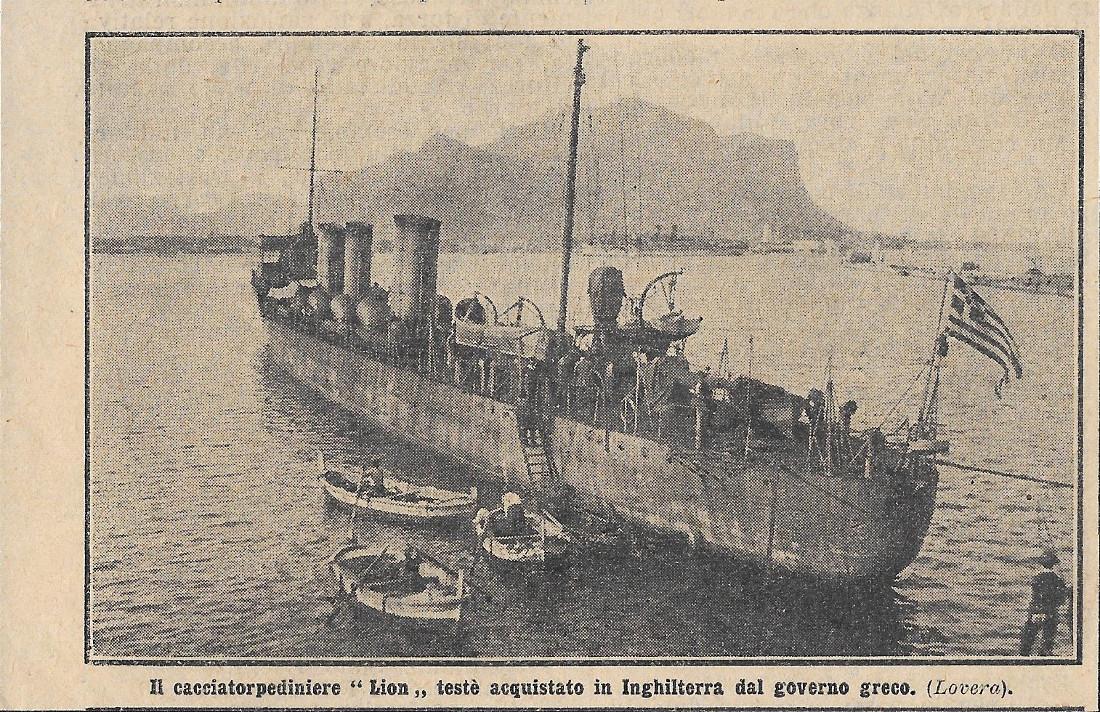 Il cacciatorpediniere Lion testè acquistato in Inghilterra dalla Grecia. Stampa …