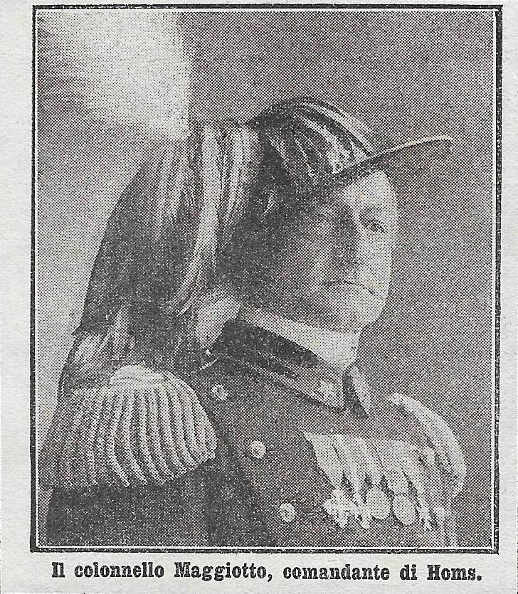 Il colonnello Maggiotto, comandante di Homs. Stampa 1911