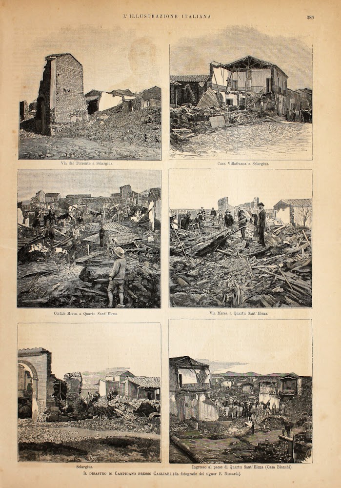 Il disastro di Campidano presso Cagliari. Stampa 1889