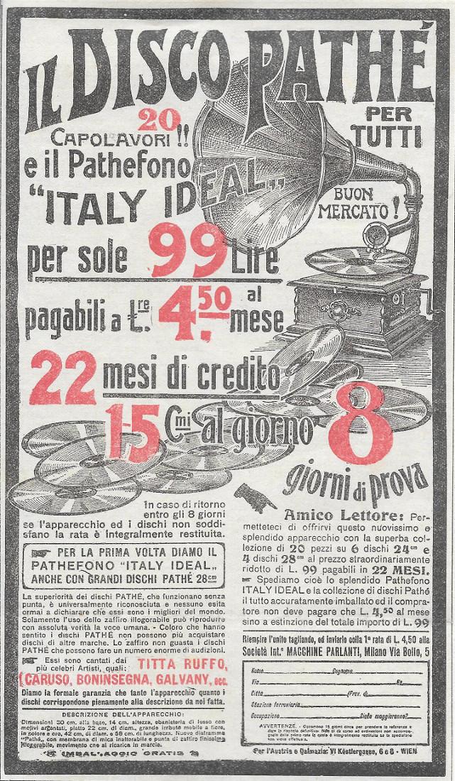 Il disco Pathé. Advertising 1912