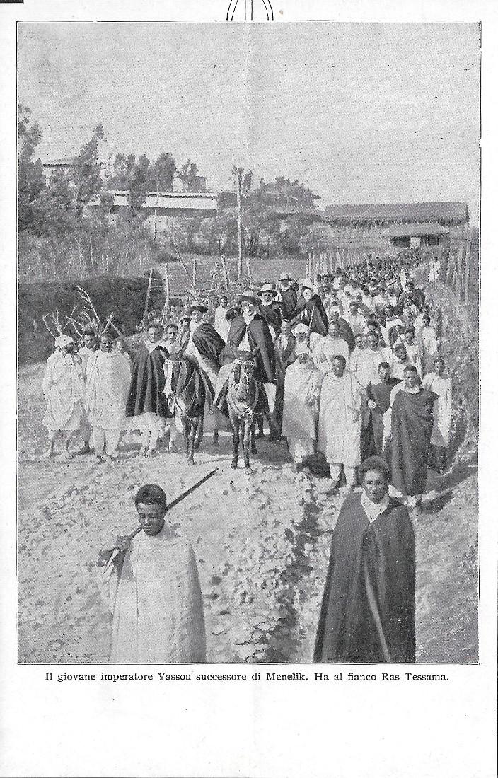 Il giovane imperatore Yassou successore di Menelik. Stampa 1912