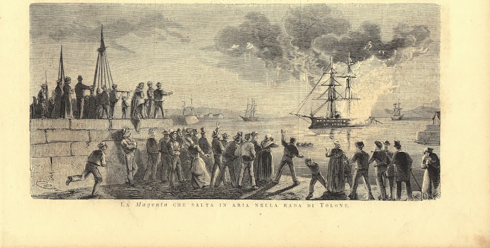 Il Magenta che salta in aria nella rada di Tolone. …