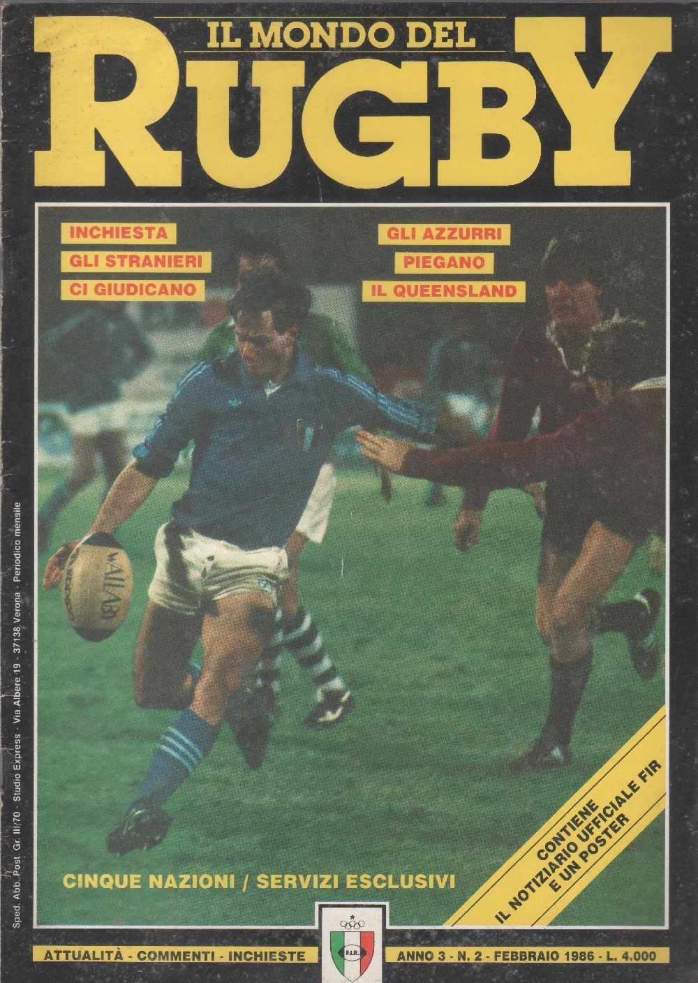 Il mondo del rugby. 1986 n. 2