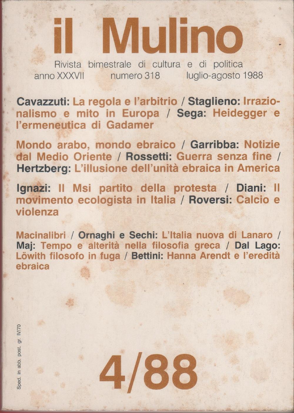 Il Mulino 1988, n. 4. Bimestrale di cultura e politica