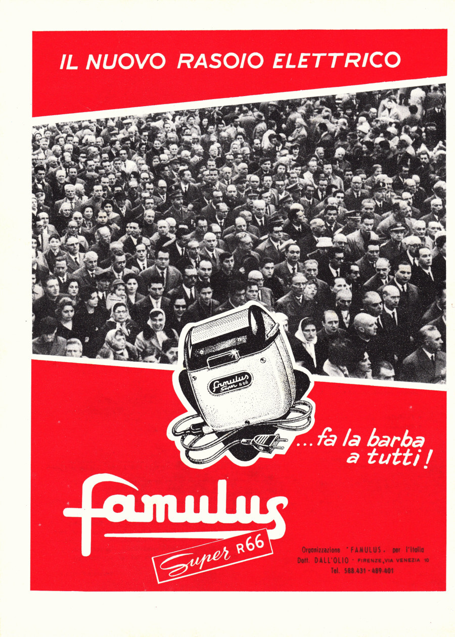 Il nuovo rasoio elettrico Famulus super R66. Advertising 1963