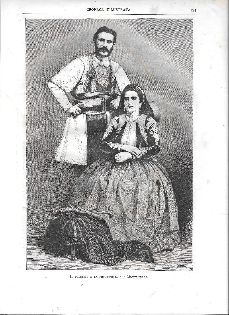 Il principe e la Principessa di Montenegro. Stampa 1877