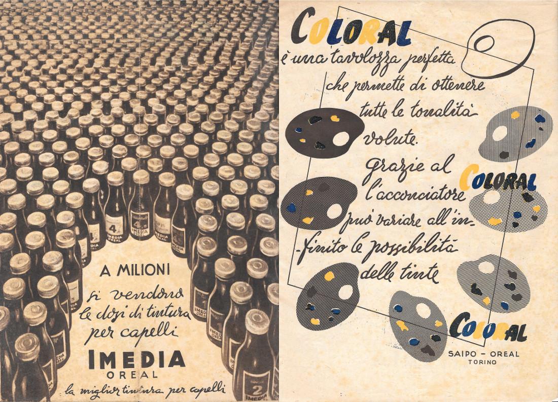 Imedia / Coloral. Pubblicità 1948. Fronte retro